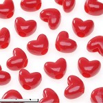 Opaque Red Heart Pony Beads Acrylic 11mm 65 pieces  B01A7JH12S